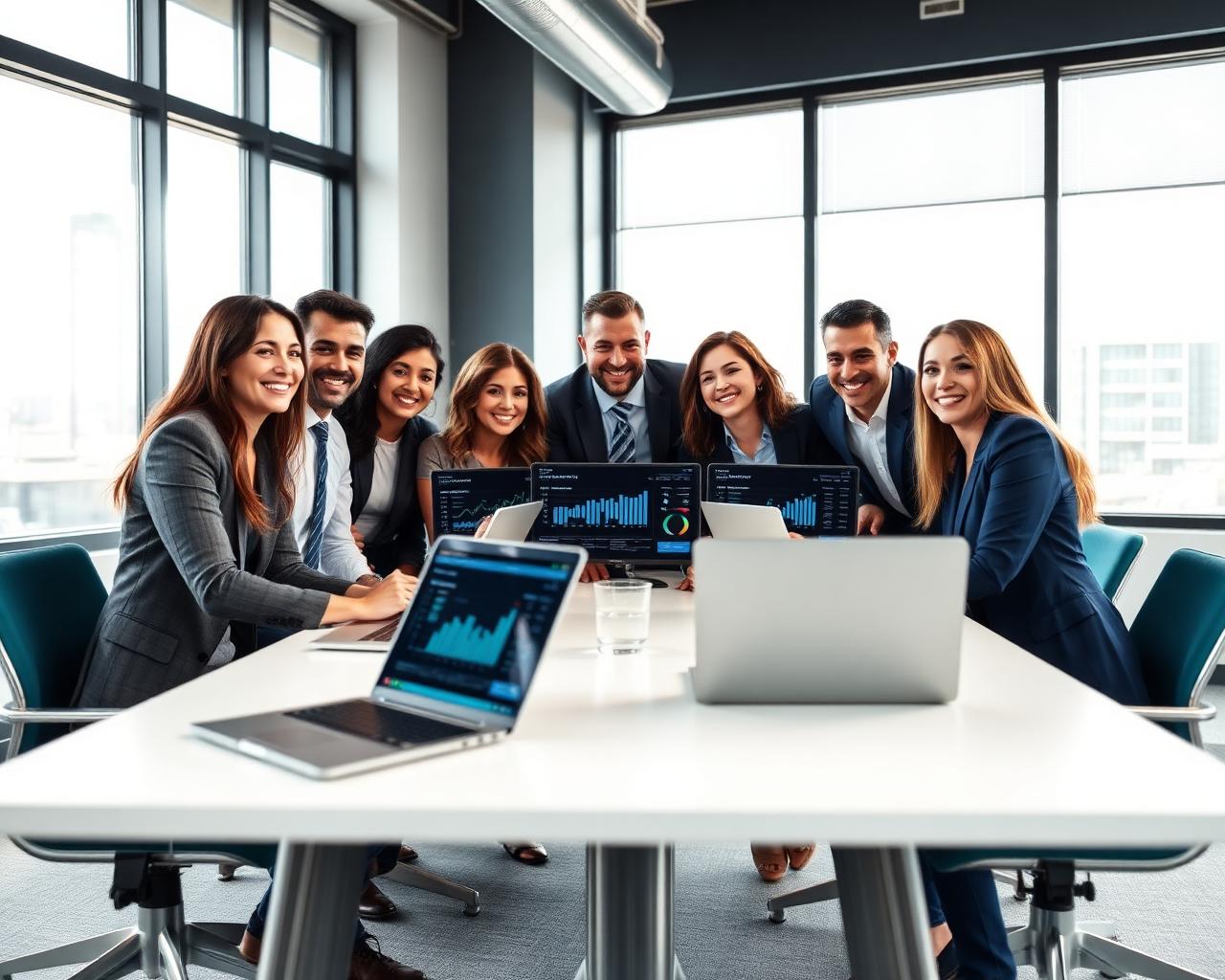 Equipe corporativa em reunião estratégica